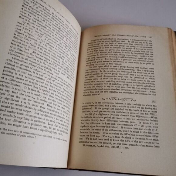 1942 Fundamental Statistics in Psychology & Education Book, Vintage Red Gilt Boo - Picture 7 of 7